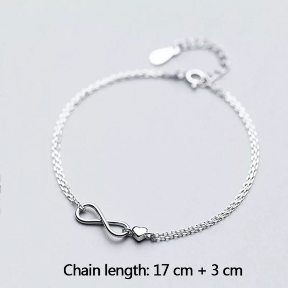 Sterling Silver 925 Infinity Heart Bracelet - Picture 3 of 3